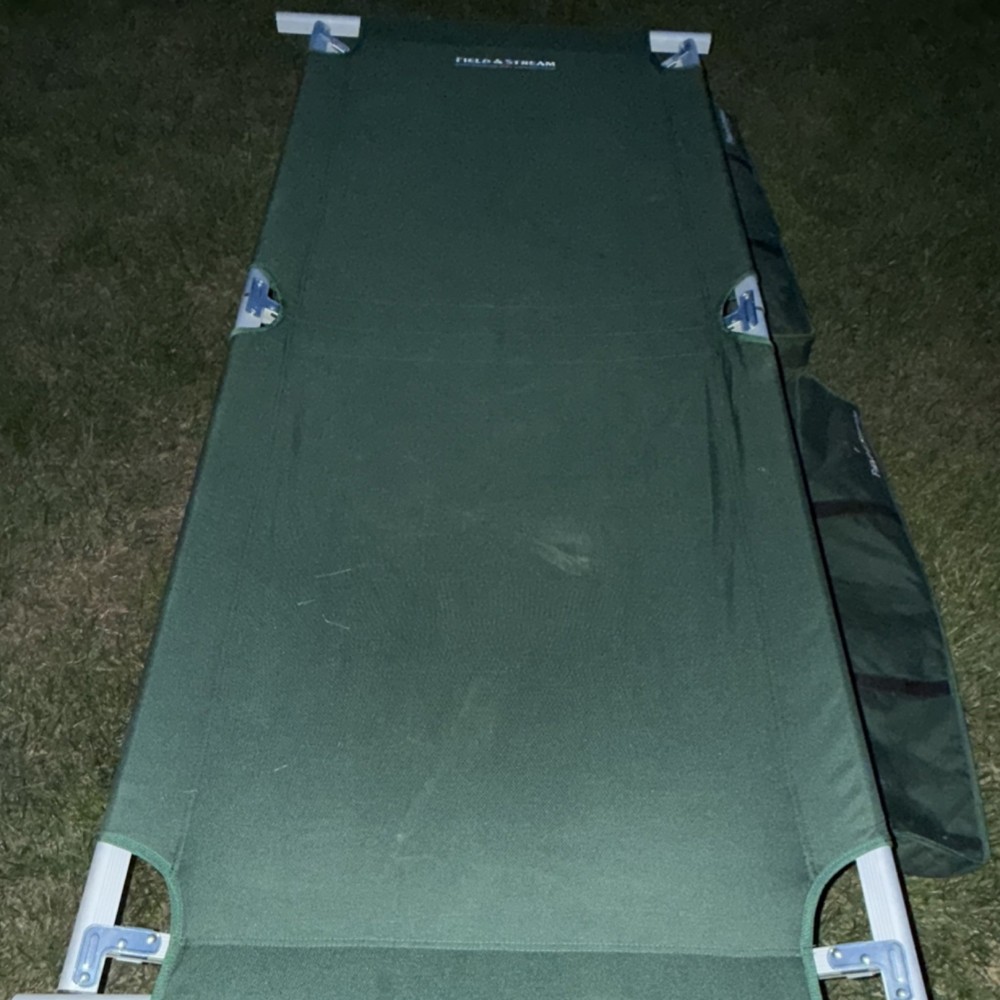 Field & Stream Green Foldable Portable Camping Cot Canvas Metal Frame