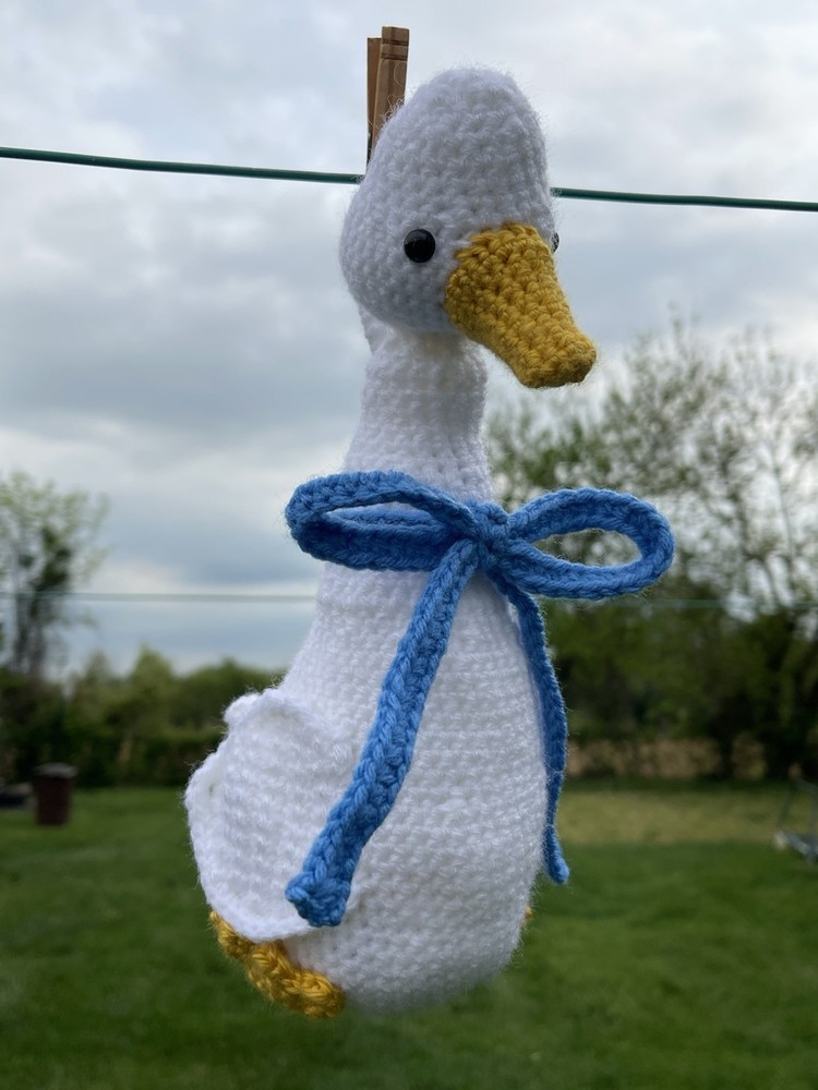Crochet Goose Grocery Bag Holder Kitchen Decorative Porch Goose Small