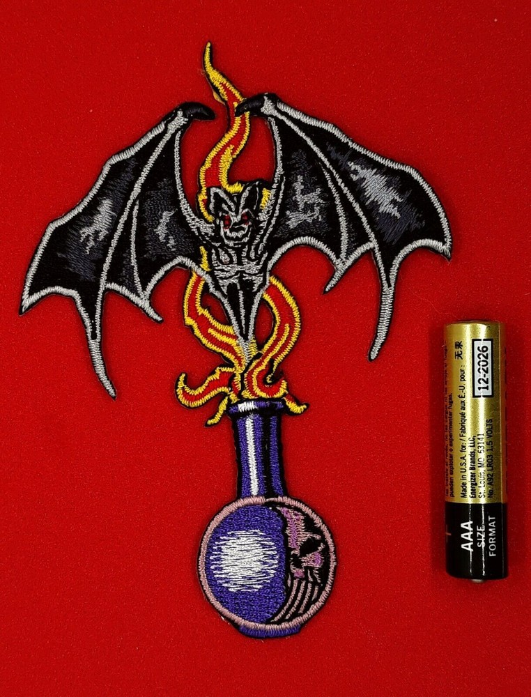 Magic Potion Flask & Bat Iron On Sew On Embroidered Patch 3 "X 4"