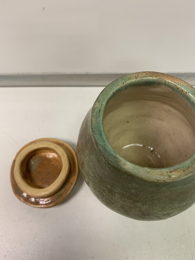 Vintage Handmade Stoneware Pot with Lid