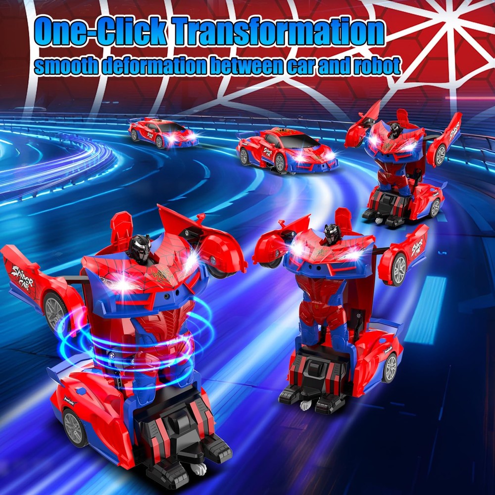 Spider Transform RC Car 360� Stunt Remote Control Toy LED Lights Kids