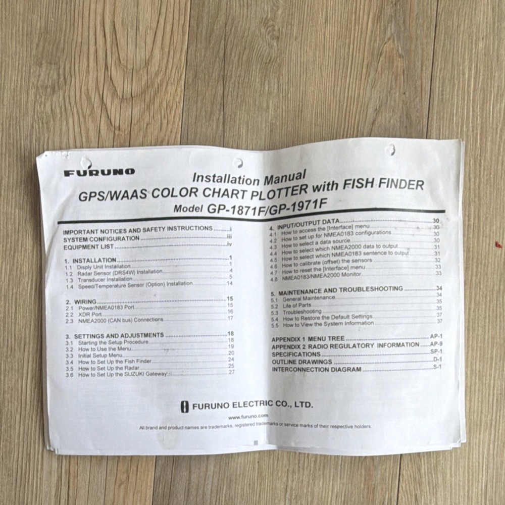 Furuno GPS/WASS Color Chart Plotter With Fish Finder