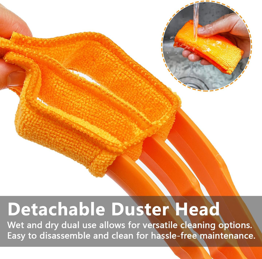 3 Pack Microfiber Feather Duster with 6 Microfiber Sleeves, Window Blind Cleaner