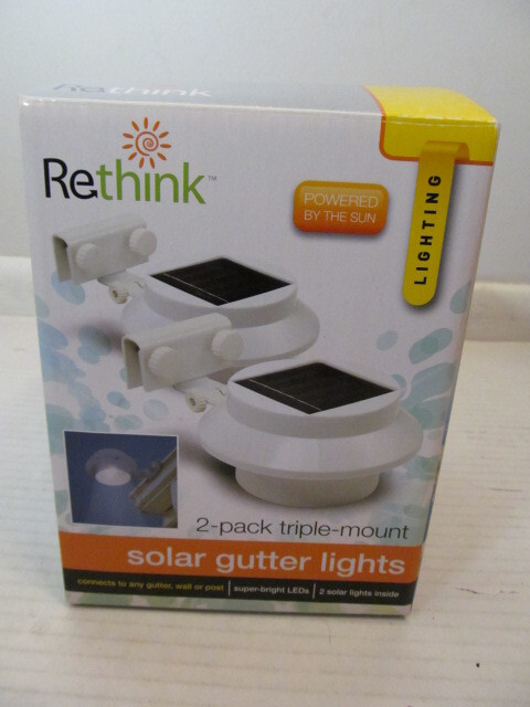 Rethink 2-Pack Triple-Mount Solar Gutter Lights, Super-Bright LEDs, White