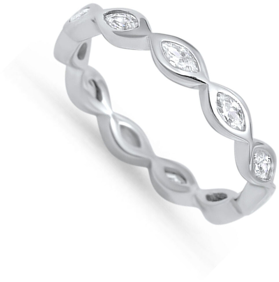 Wave Eternity Eye Fashion Ring .925 Sterling Silver Stackable Band Sizes 5-10