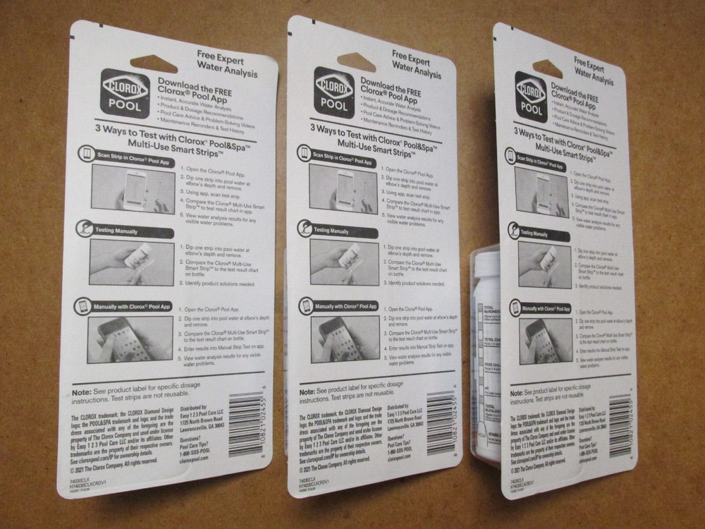 (3) Clorox Multi-Use Smart Strips Pool & Spa Water Test [30 strips each]