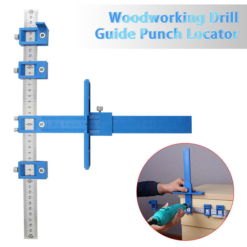 Drill Guide Punch Locator Woodworking Hole Cabinet Hardware Jig Drawer Pull Tool
