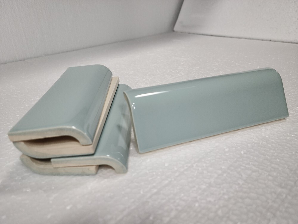 Seafoam Green Ceramic Tile Mud Cap Backsplash Subway Mudcap Mid Century Modern