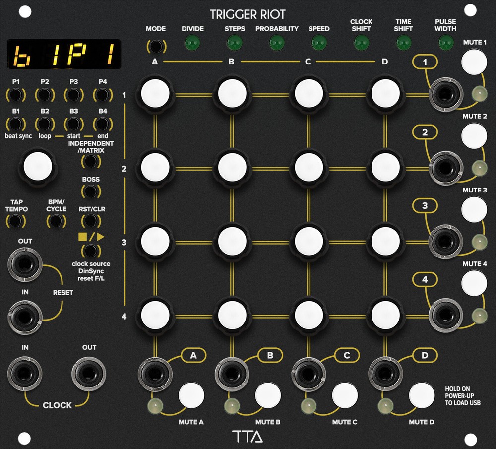 Tiptop Audio Trigger Riot Sequencer Eurorack Module, Black