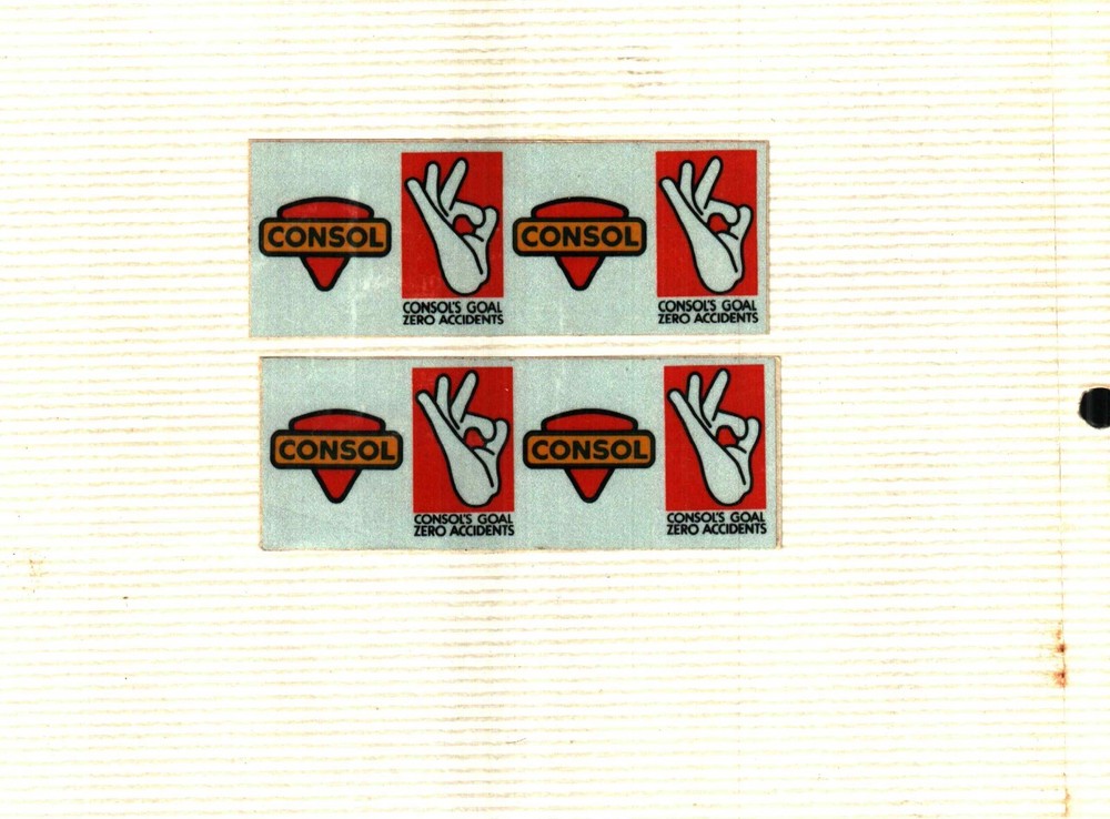 2 NICE ZERO ACCIDENTS  CONSOL COAL CO. COAL MINING STICKERS # 197