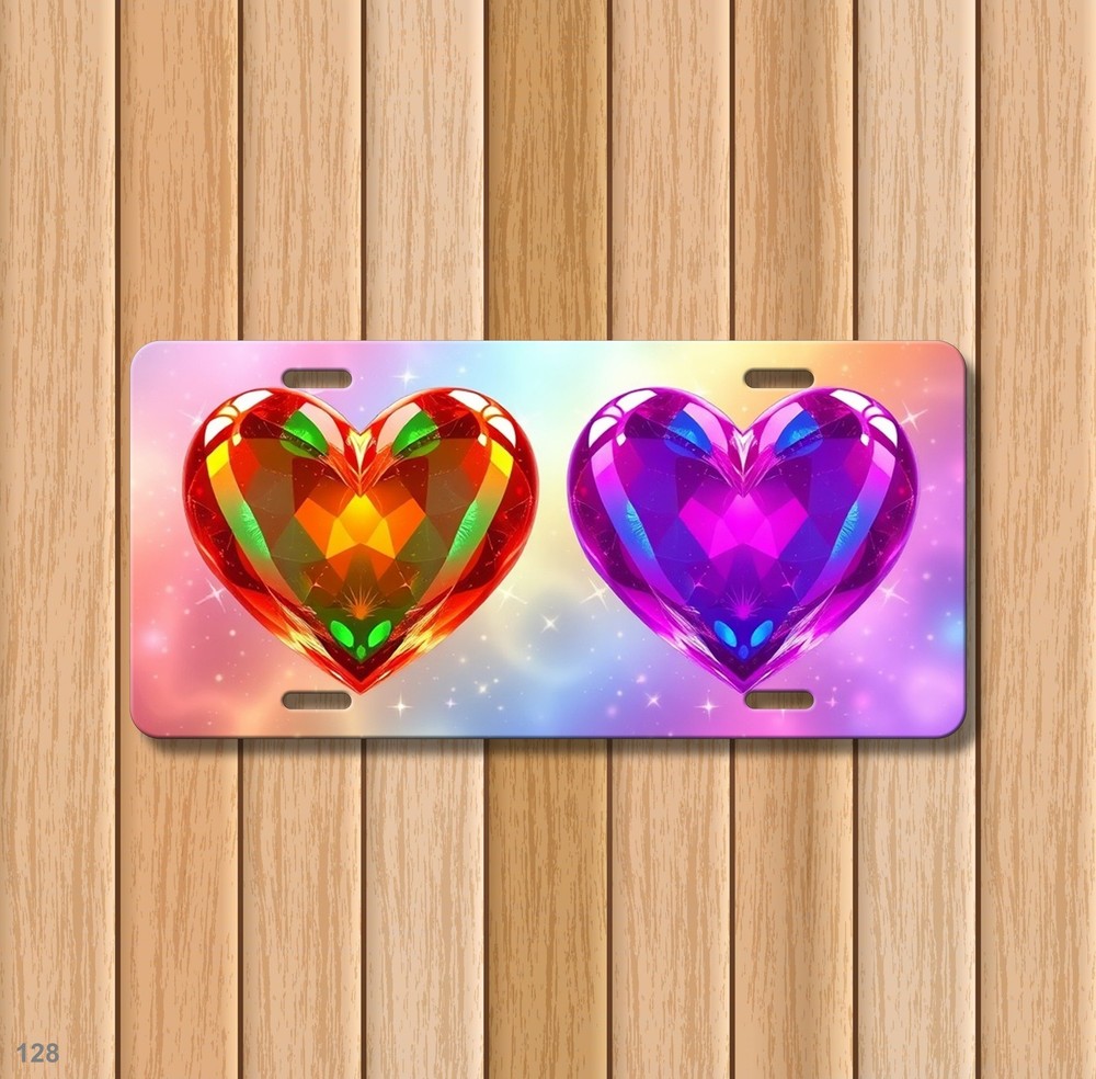 Romantic Hearts License Plate Custom Auto Tag Unique Gift