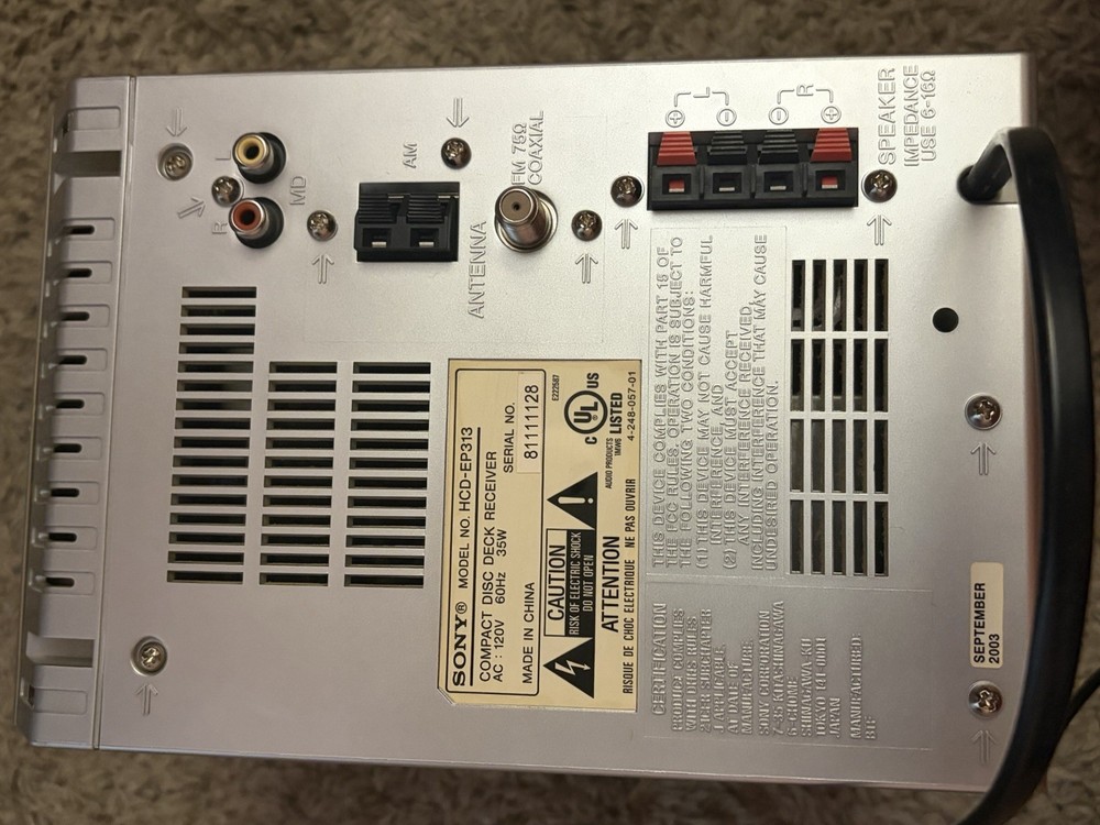 Sony Compact Disc Deck Receiver HCD-EP313 w Speakers + Extras *Read Decription*