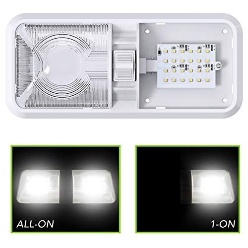 2 Pack RV LED Ceiling Double Dome Light Fixture with ON/Off Switch Interior