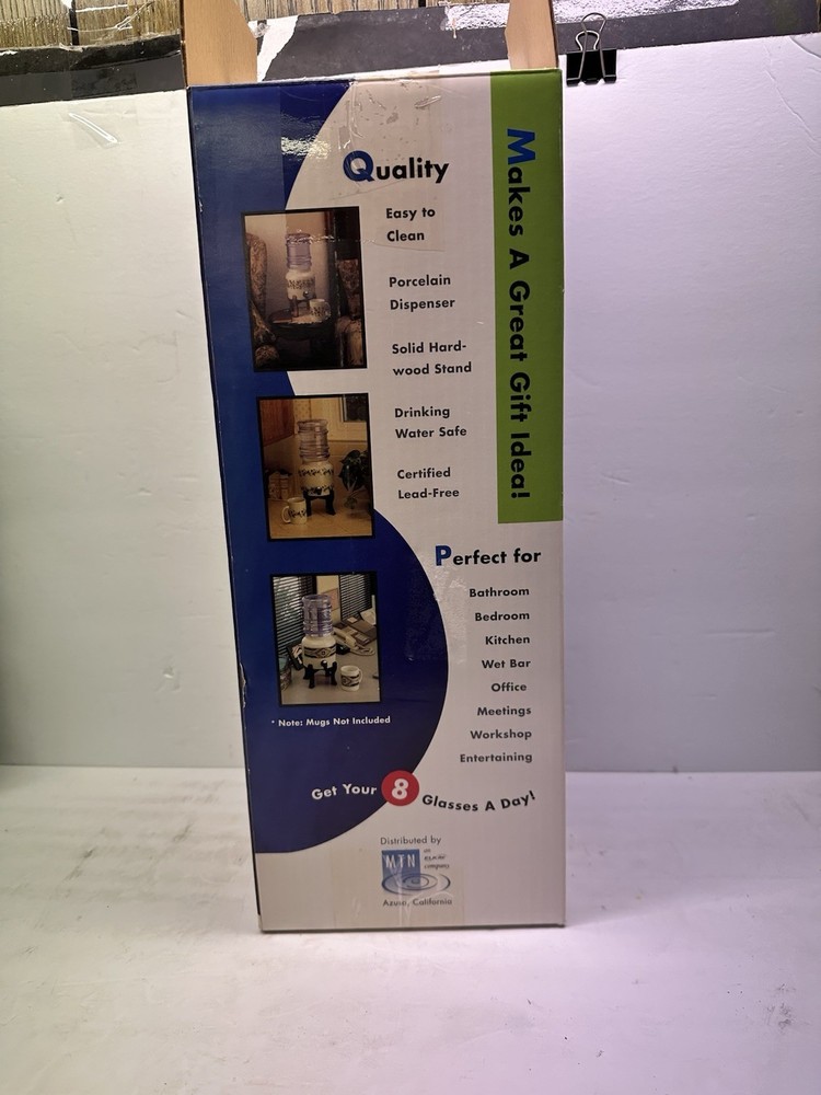 Water Crock Solid Ceramic Porcelain Dispenser 64 Oz Personal Tabletop Display