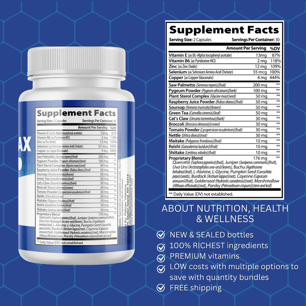 Prostomax- Prostate & Urinary Support- 2 Bottles- 120 Capsules