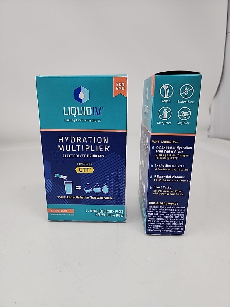 2pk Liquid I.V. Hydration Multiplier Electrolyte Drink Mix Grapefruit 6ct Box