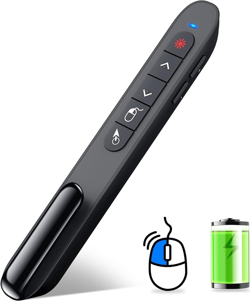 Wireless Presenter Remote with Air Mouse Control - Extended Control Distance