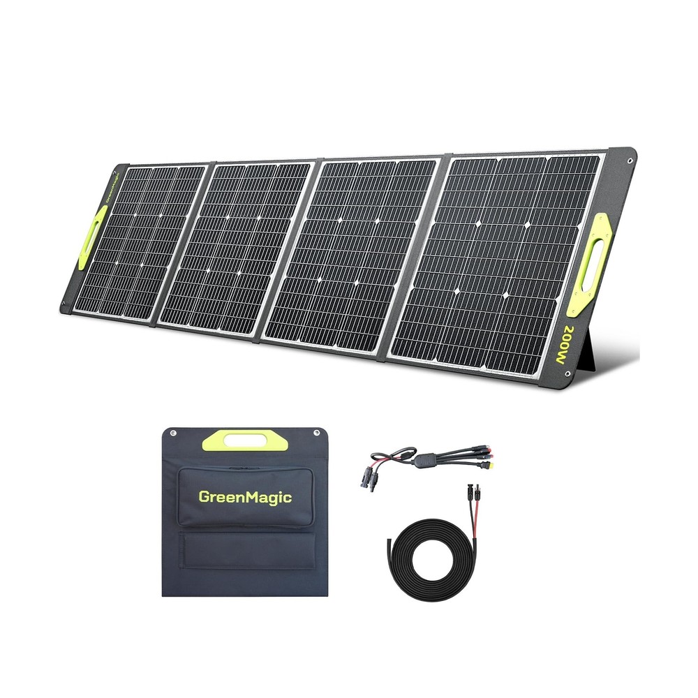 200W Portable Solar Panel, Greenmagic 200W Foldable Solar Panel Lightweight w...