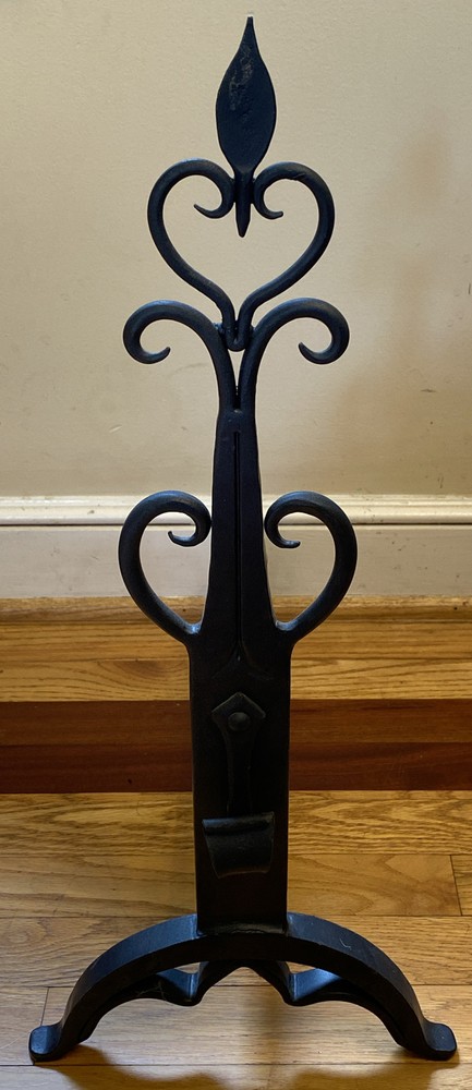 Fireplace Hand Wrought Andiron - Heart Shaped Scroll - NEW