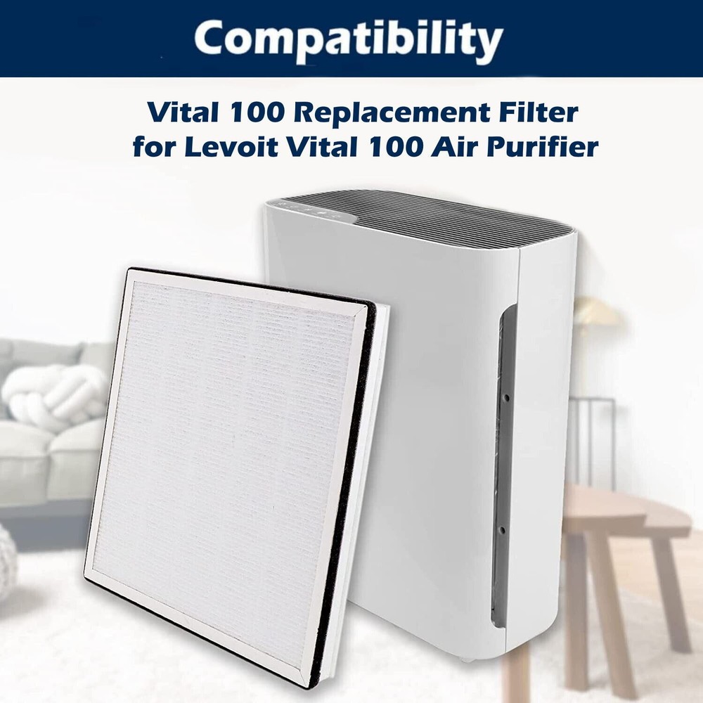 Replacement True HEPA Filter for LEVOIT Vital 100 Air Purifier 100-RF