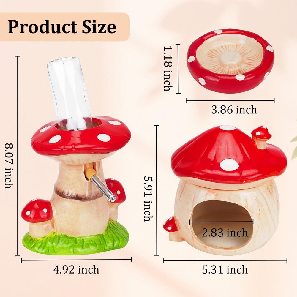 Ceramic Hamster Cage Accessories: Set Include Hamster Hideout, Water Bottle a...