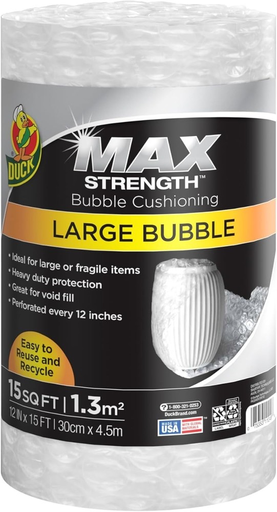 Max Strength 15 FT Bubble Wrap - Reusable & Perforated for Hassle-Free Packing