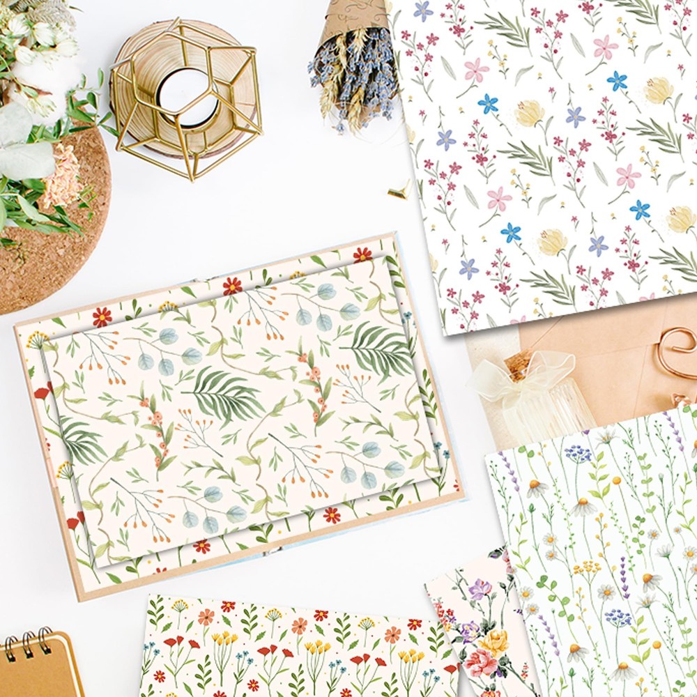 24 Sheets Wildflower Pattern - 12" x 12" Spring Wildflower Scrapbook Pad with...