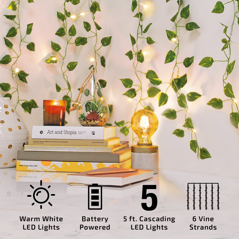 VINE LEAF STRING LIGHTS Cascading Curtain LEDS Warm White