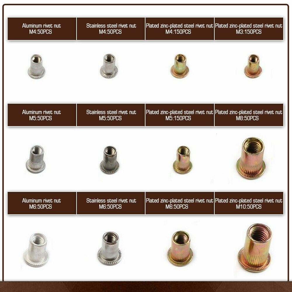 1510pc Rivet Nut Gun Kit Rivnut Setting Tools Nut Setter Tool Hand Blind Riveter