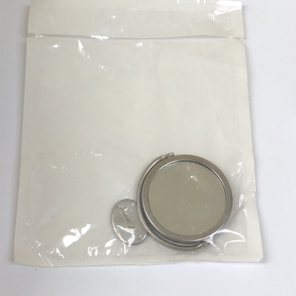 JUDITH LEIBER Silvertone Hand Mirror