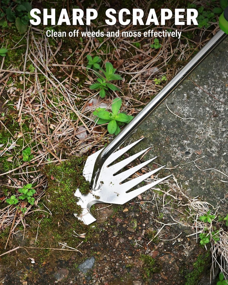 WORKPRO 15-Inch Weed Puller Tool, 6-Tine Heavy Duty Deep Root Remover for Dandel