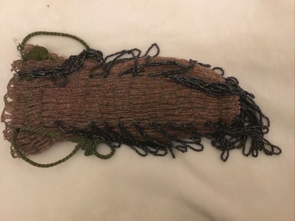 Antique Purse Flapper Style Beaded Fringe Drawstring