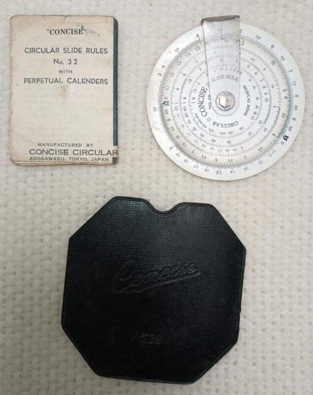 VINTAGE ANTIQUE CONCISE CIRCULAR SLIDE RULE No. 28