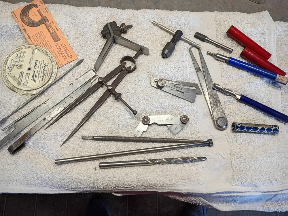 Machinist tool lot vtg assorted bits files blocks gauge  metal working