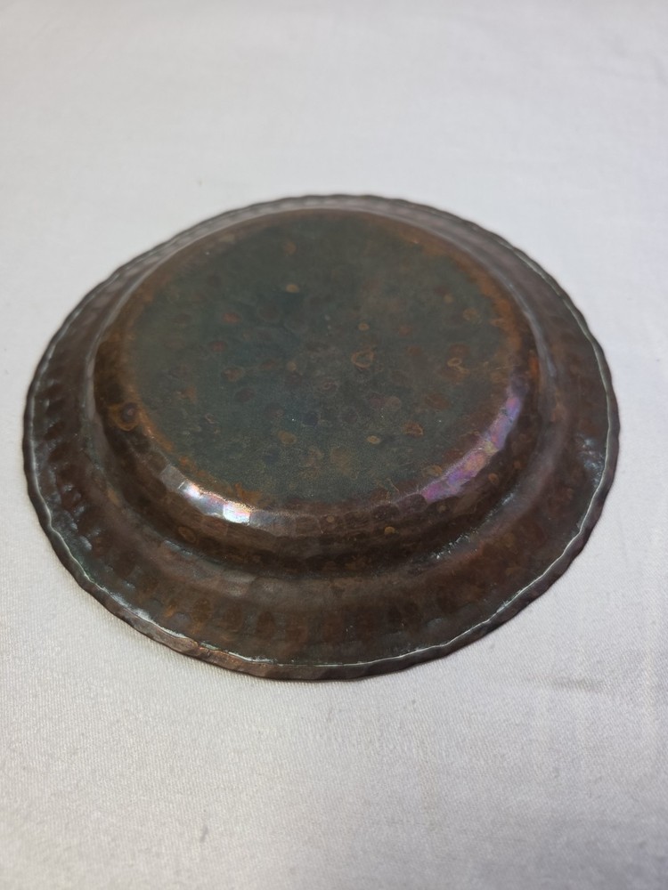 Vintage Hand Hammered Copper 6.5" Plate With Rolled Edge