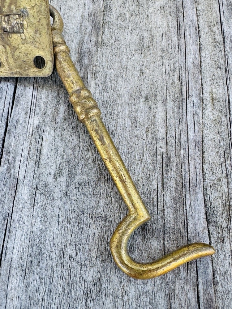 Antique Salvage Solid Brass Cabin Door Hook Silent Gate Latch Hook Only 3 7/8 In