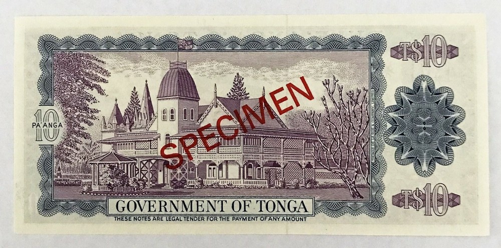TONGA 1978 . 1 - 10 PA' ANGA BANKNOTES . SPECIMEN . WITH CERTIFICATE . UNC