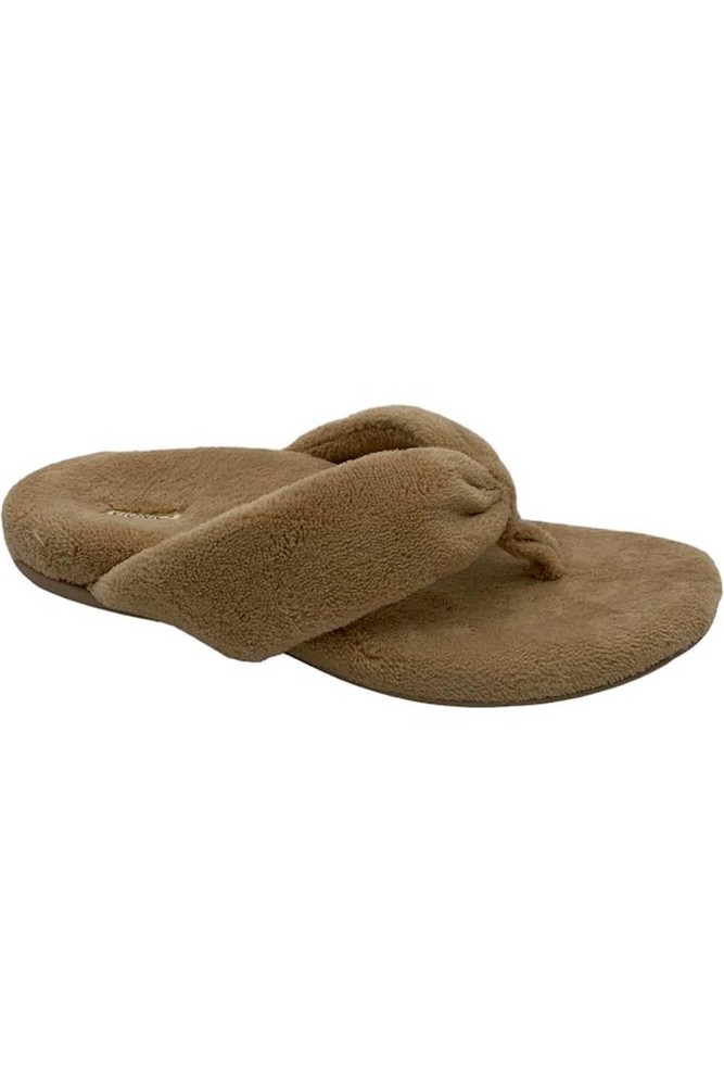 Vionic Terry Thong Slippers Lydia Ginger Root