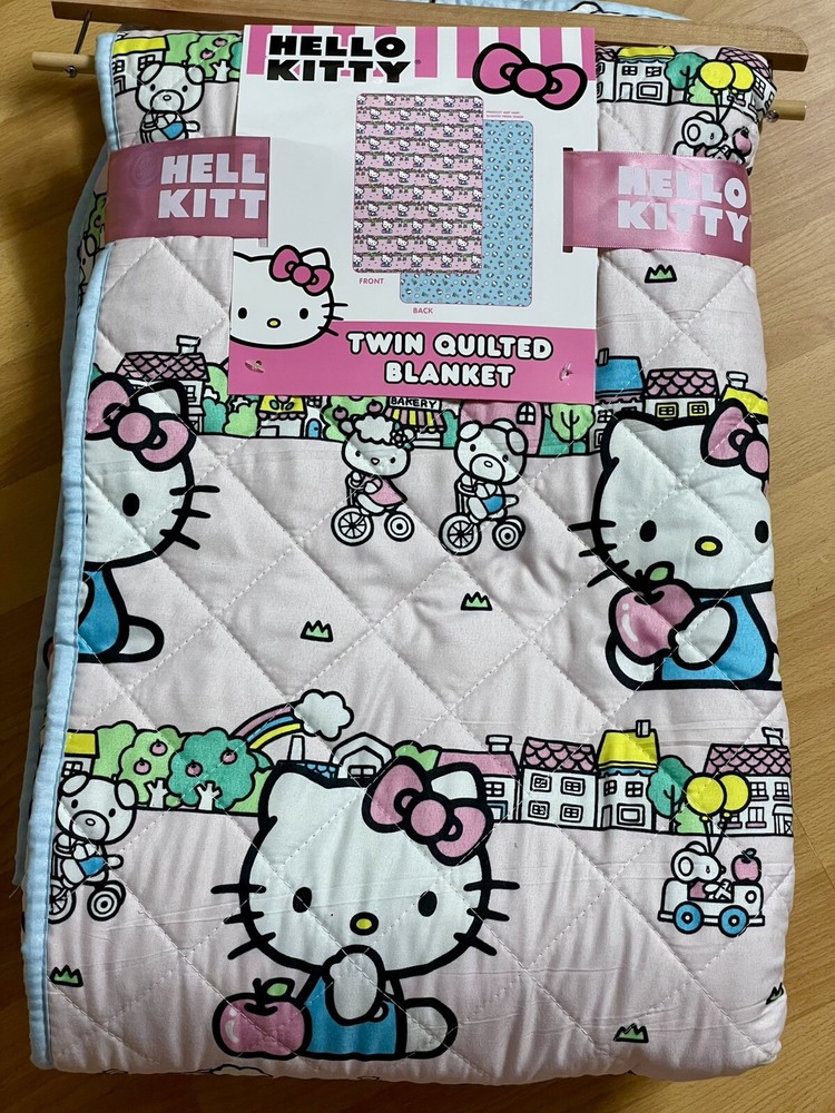 Hello Kitty Twin Quilted Blanket Double Sided Brand New