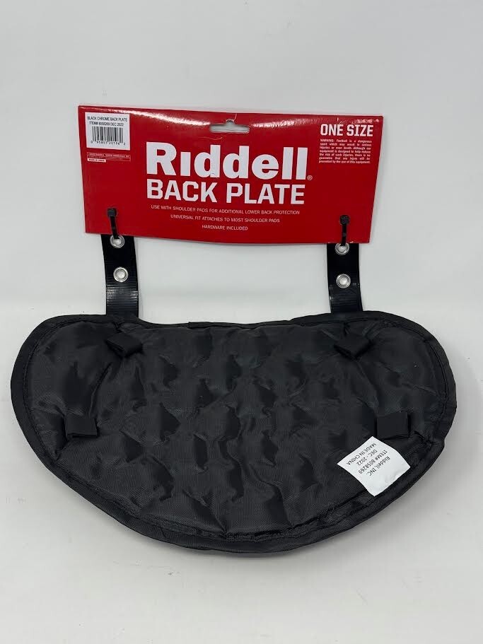 RIDDELL BACK PLATE ' ONE SIZE ' BLACK/CHROME ' UNIVERSAL FIT ' HARDWARE INCLUDED