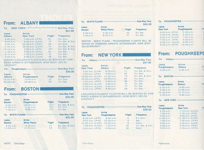 Command Airways timetable 1979/07/01