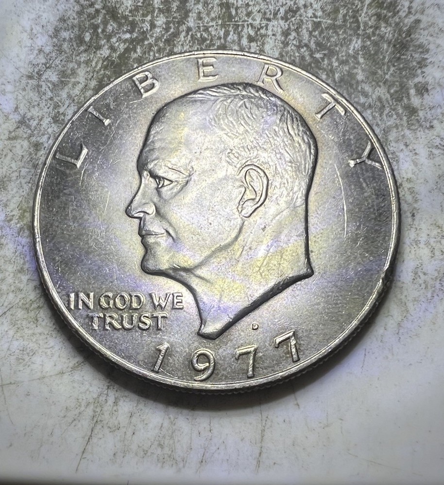 1977-D Eisenhower Dollar DDR/ DDO – Double Die Reverse Eagle Beak & “One Dollar”