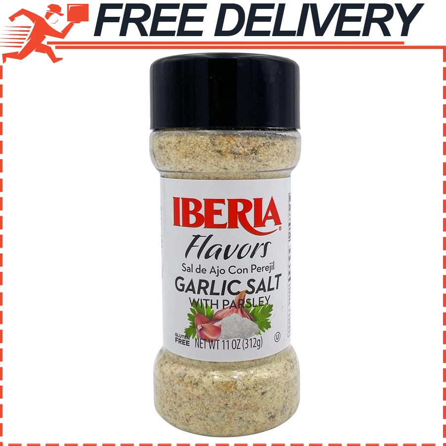 Iberia Garlic Salt With Parsley, Kosher, Keto & Halal, 11 Ounce