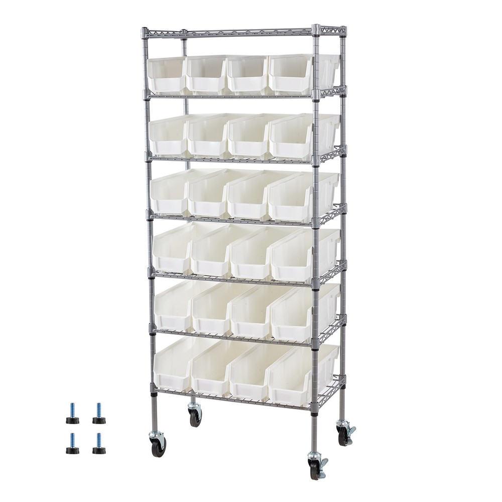 Uimoso 7-Tier Rolling Storage Rack with 24 Removable Bins