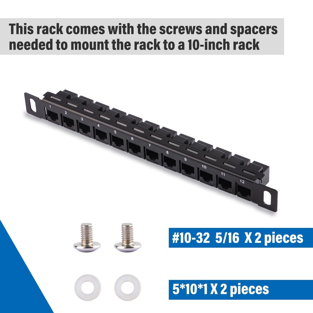 12 Port Patch Panel 10 Inch 0.5U CAT6 Network Rack Cabinet Shielded