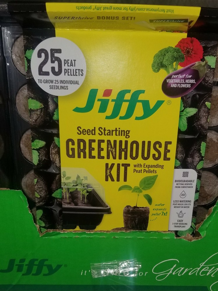 SEED STARTER KIT JIFFY w/ 25 expanding Peat Pellet, Greenhouse  seedling nursing