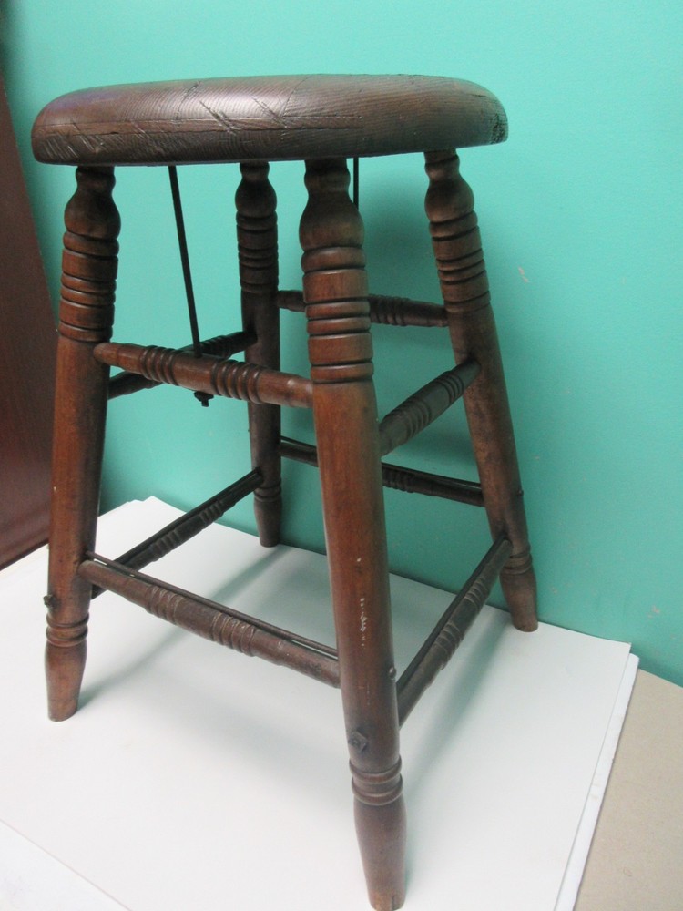Antique Vintage Old Solid Wood Stool