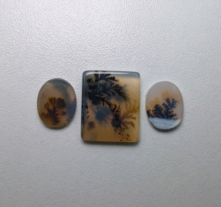 3pcs Natural Scenic dendritic round, square Shape