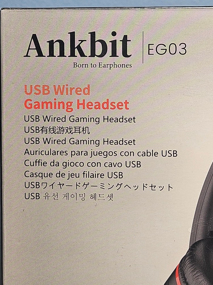 Ankbit EG03 USB Wired Gaming Headset with Microphone - Black - New & Sealed!
