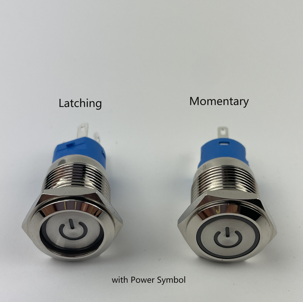 16mm 12V LED ON OFF Push Button Power Switch Latching/Momentary with Wire Socket